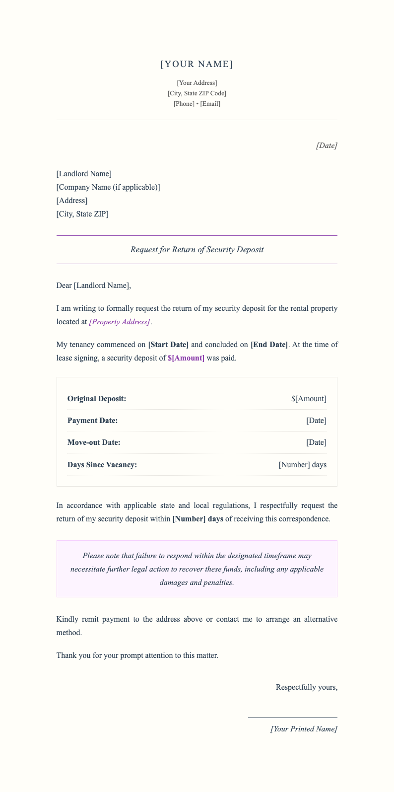 Elegant serif demand letter